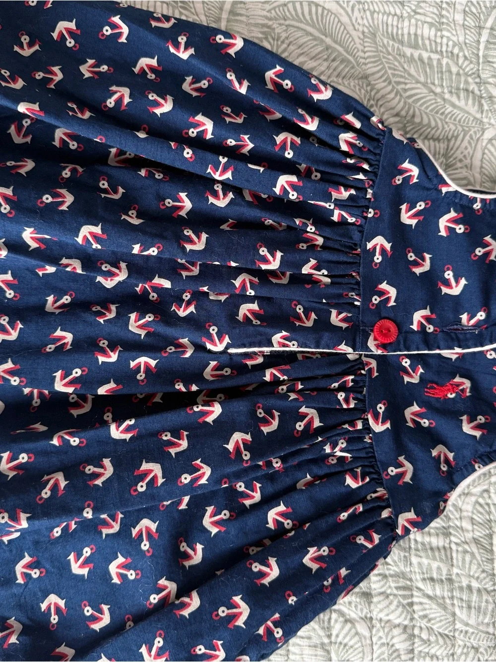 Ralph Lauren Navy Dress with Red and White Anchor Print